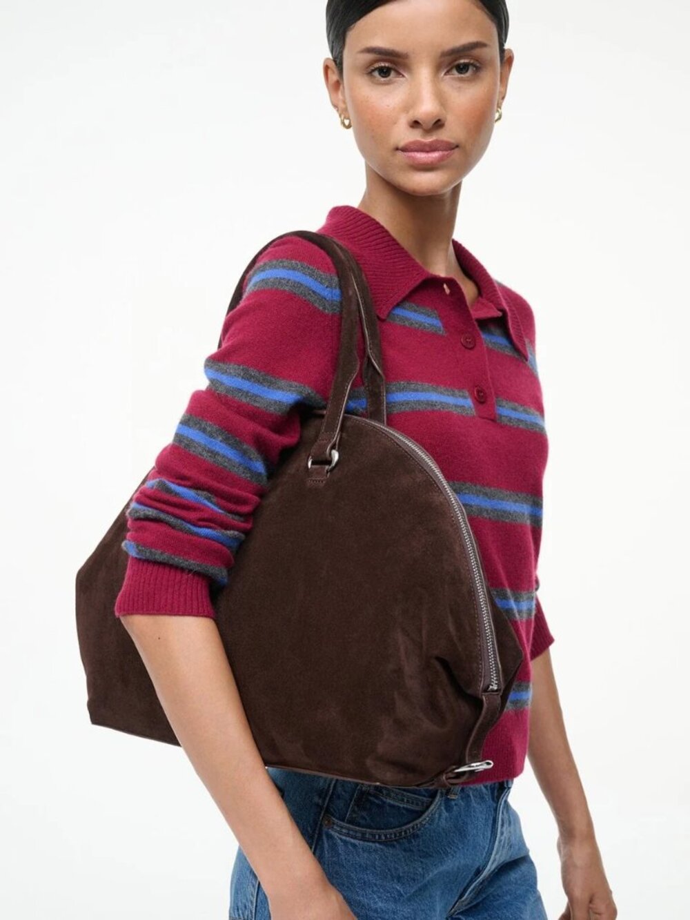 Staud Hester Satchel in Espresso Suede - Picture 5 of 13